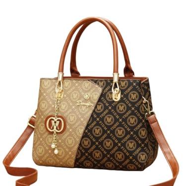 Imagem de SHELFLOVER Bolsa feminina tipo balde, elegante bolsa de ombro feminina, bolsa carteiro, bolsa tiracolo de couro vegano, Moda - A (marrom)