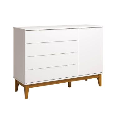 Imagem de Comoda Sapateira Elfe Classic 1 Porta 4 Gavetas Branco Fosco - Moveisaqui
