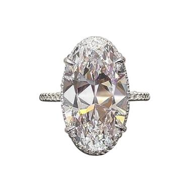 Imagem de Anel de noivado solitário de zircônia cúbica oval clássica para mulheres, aniversário, temperamento, joia presente, Cobre, Zircônia cúbica