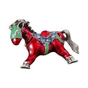 Imagem de Broches Esmaltados Vintage Estilo Corte Cavalo De Guerra Galopante Par
