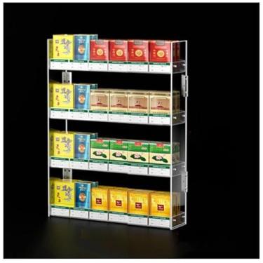 Imagem de Rack de exibição de cigarro de acrílico - organizador de parede e bancada, armário de suporte de cigarro de loja de varejo e supermercado (39 x 6 x 51 cm) para fácil acesso e visibilidade