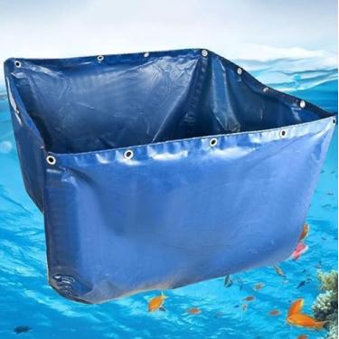 Imagem de Piscina de aquário de lona de PVC multiuso com válvula de drenagem - Tanque de retenção de lona durável de 0,5 mm para Koi, tartarugas, peixes de água salgada e animais de estimação de natação - Ideal