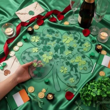 Imagem de Maxdot 6 peças de jogo americano de dia de São Patrício verde trevo irlandês dia de São Patrício jogo americano decorativo de renda para primavera, verão, festa, cozinha, decoração de jantar