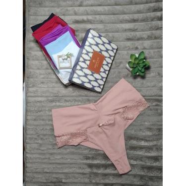 Imagem de kit 3 Calcinhas Fio Cós Alto Modeladora tanga Fio Dental Duplo. linger