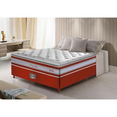 Imagem de Conjunto Cama Box Casal De Molas Ensacadas D33 Com Pillow Top Cama Inbox Select 138x188x71 Vermelho