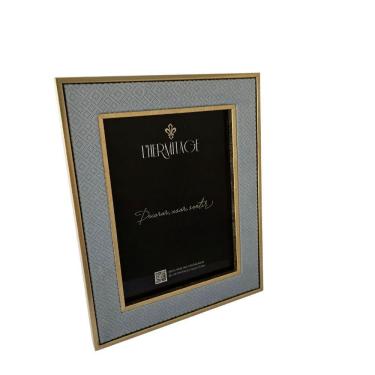 Imagem de Porta Retrato Ps - Veludo Azul - Dourado 10 X 15cm