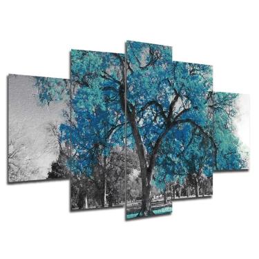 Imagem de Kit 5 Placa Quadro Decorativo árvore Cor 3d Borda Infinita