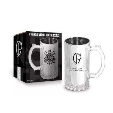Imagem de Caneca de Vidro Metalic Corinthians - 480ml - Brasfoot 
