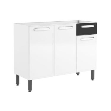 Imagem de Balcão De Aço 3 Portas 1 Gaveta Preto Evidence Bertolini Branco/preto