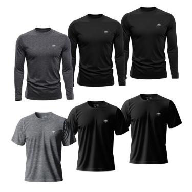 Imagem de Kit Masculino 3 Camisetas Dry Manga Longa e 3 Manga Curta Academia Verão Proteção UV Básicas-Masculino