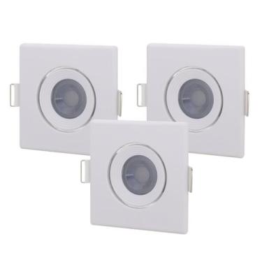 Imagem de Kit 3 Spot Quadrado Embutir MR11 LED 3w 6.000k Luz Branca Bivolt Empal