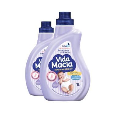 Imagem de KIt 2 Amaciante Vida Macia Glicerina&Amêndoas Frasco 1L Cada
