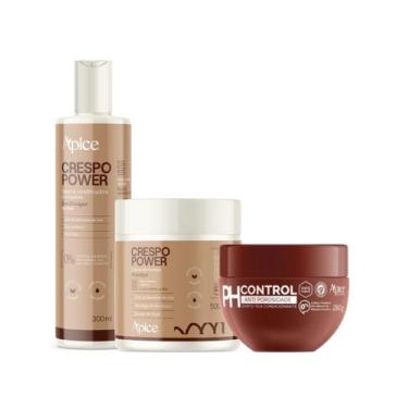 Imagem de Kit Gelatina, Creme de pentear Crespo e Máscara Ph control 280g - Apic