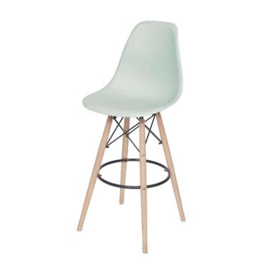 Imagem de Banqueta DKR Eames Verde Claro e Madeira