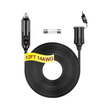 Imagem de Cabo Extensor Divisor De Tomada De Isqueiro Automotivo 12V 24V Com Fus