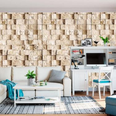 Imagem de Papel De Parede Pedra Cubos Sal Adesivo Sala Quarto Lavavel