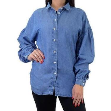 Imagem de Camisa Feminina Dudalina ML Jeans Ampla Franzida - 530503-Feminino