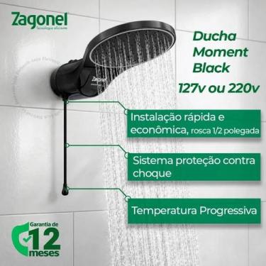 Imagem de Ducha Zagonel 5500W 127V Moment Black Ultra Eletrônica, 110V