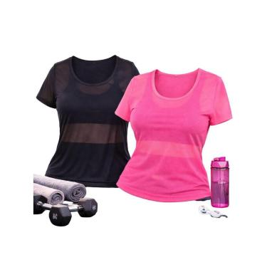 Imagem de Kit 2 Camisetas Fitness Plus Size em Tule – Academia, Treino e Dia a Dia-Feminino