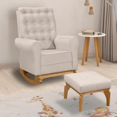 Imagem de Poltrona de Amamentação e Descanso Paris com Base Balanço e Puff Velud