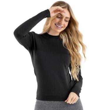 Imagem de Blusa Feminina Segunda Pele Térmica Peluciada Inverno Frio CORES:PRETA