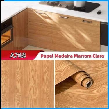 Imagem de Papel Adesivo Madeira para Envelopamento 10 Metros ideal para Moveis, 
