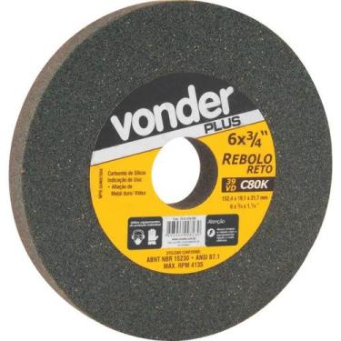 Imagem de Rebolo Reto 6" x 3/4" 39 CVD Grão 100 Verde Vonder Plus OstenVonder