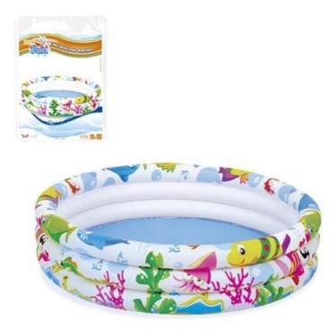 Imagem de Piscina Inflável Infantil 100 Litros de 3 Aneis Fundo do Mar - Wellmix