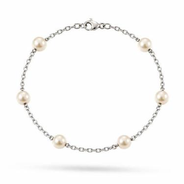Imagem de Pulseira Feminina Pérolas 6mm Aço Inox Premium Hipoalérgico - Couti