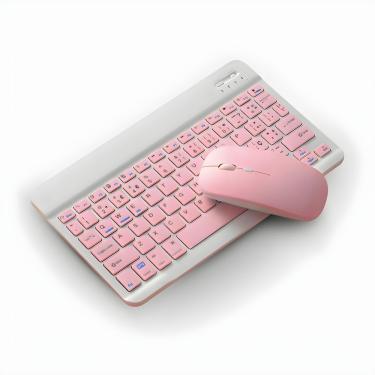 Imagem de Teclado e Mouse sem Fio Bluetooth Recarregável ABNT 1 com Base Magnética para Digitação...