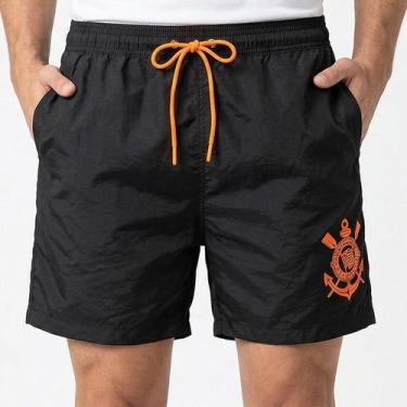 Imagem de Bermuda Corinthians Logo Preta e Laranja - Coimbra, M