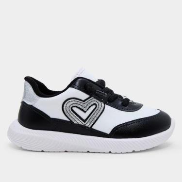 Imagem de Tênis Infantil Molekinha Menina, Branco, Preto, 25