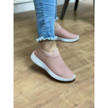 Imagem de Tênis Meia Feminino Super Confortável Calce Fácil - MIX, Nude, 36