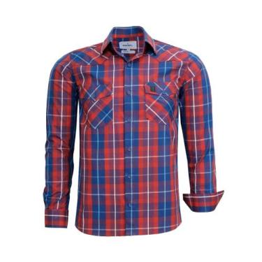 Imagem de Camisa Social Amil Masculina Xadrez Manga Longa Comfort Com Bolso 1885
