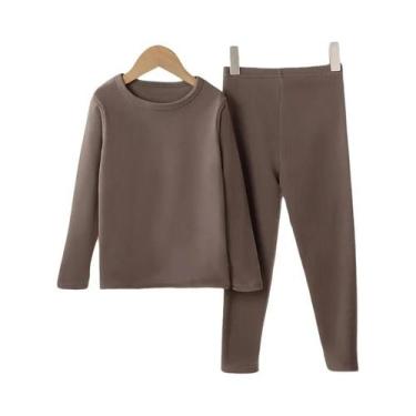 Imagem de Conjunto De Roupa Térmica Infantil 2 Peças Para Meninos, Suéter De Alg