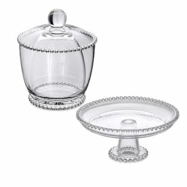 Imagem de Prato de Cristal E Manteigueira Francesa Tampa Pearl - Wolff