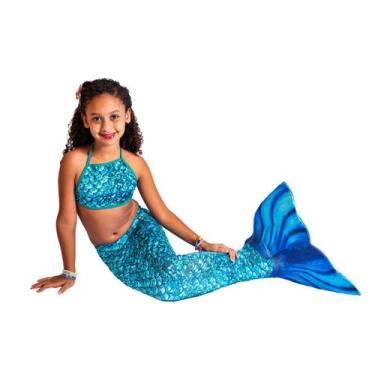 Imagem de Cauda De Sereia Infantil + Nadadeira + Biquíni Completo - Pronta Entre