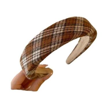 Imagem de Faixa De Cabelo Larga Elástica Com Estampa Vintage De Treliça Para Mul