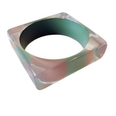 Imagem de Bracelete Acrílico Transparente Colorido Quadrado - - Pistache Acessór
