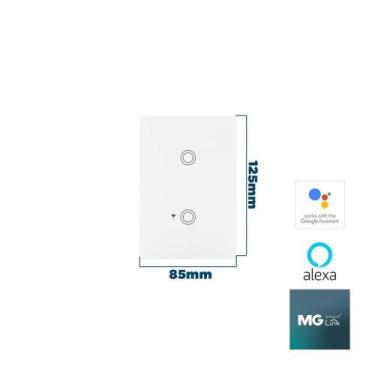 Imagem de Interruptor Inteligente Touch 2 Teclas Branco Smart Link 21561 Margiri