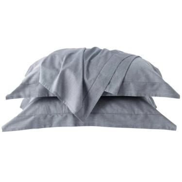 Imagem de Jogo de Cama Chambret Queen 4 Peças 100% Algodão 200 Fios Marinho Kacyumara