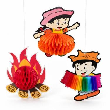 Imagem de Kit Enfeite Festa Junina Sanfonado Fogueira E Caipira 3PCS - Brasimpex