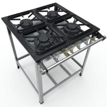 Imagem de Fogao Industrial 4 Bocas M-14 M/m S2020 30X30 Perfil 5Cm Com Porta Pan