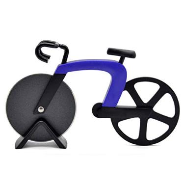 Imagem de YITAQI Cortador de pizza para bicicleta, cortador de massa de aço inoxidável para bolo e bicicleta (azul)