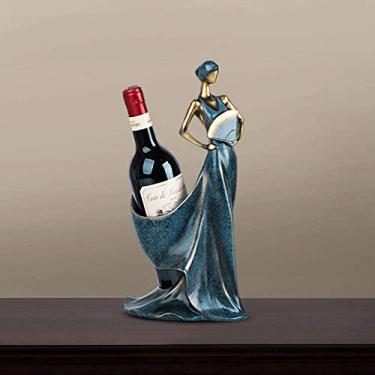 Imagem de Pkfinrd Ornamentos Beleza Dobrável Adega para Vinhos Decorações Térmicas Presente de Chá de Casa Europa e Casa para Casar Artesanato Criativo Enfeites de Resina Artesanal (Cor: Azul)