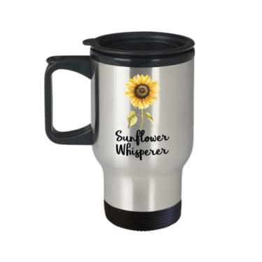 Imagem de Caneca de viagem girassol Whisperer - Copo de café isolado girassol Whisperer - Presentes de girassol Whisperer