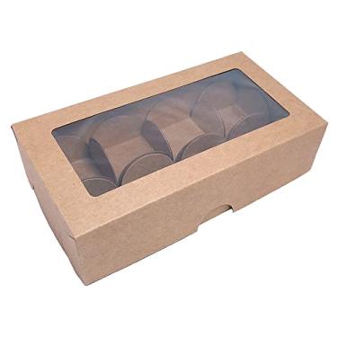 Imagem de 100 Caixas de papel kraft com visor, tamanho 15x8cm acompanha 800 forminhas formato de pétalas, ideal para 8 doces.