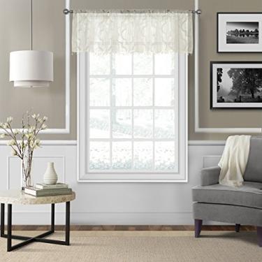 Imagem de Elrene Home Fashions Montego Burnout Treliça transparente com contas para janela, 132 cm x 38 cm (1, marfim