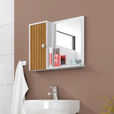 Imagem de Armario Espelheira Genova Com Porta Cor Branco Efeito Ripado