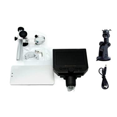 Imagem de Adaptador para microscópio 1-600x zoom 3,6MP 4,3" LCD tela microscópio digital câmera acessórios para microscópio (cor: metal e copo)